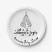 Tribale teepee Adventure Baby shower 7-inch Bord (Voorkant)
