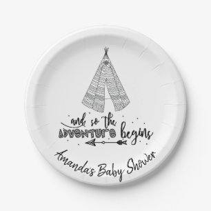 Tribale teepee Adventure Baby shower 7-inch Bord