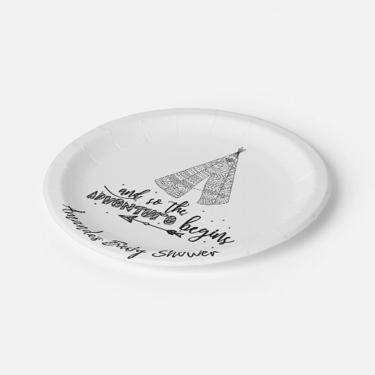 Tribale teepee Adventure Baby shower 7-inch Bord (Gekanteld)