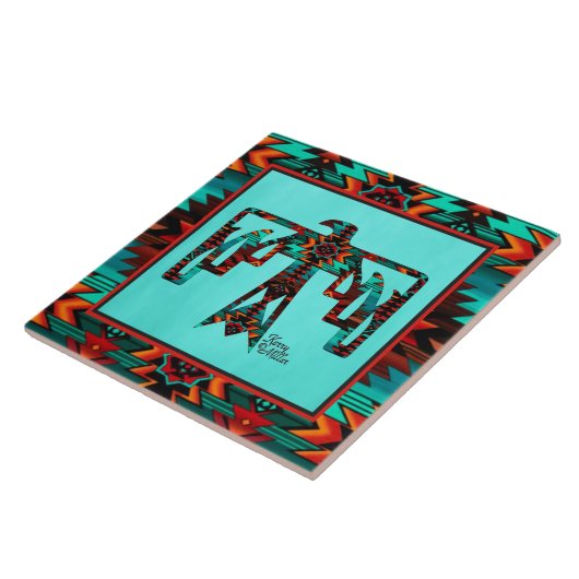 Tribale Thunderbird Ceramic Tegel Tegeltje (Zijkant)