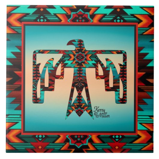 Tribale Thunderbird Ceramic Tegel Tegeltje (Voorkant)