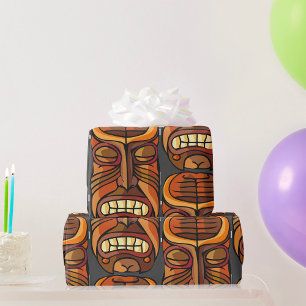 Tribale Tiki Mask Polynesische Stijl Cadeaupapier