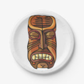 Tribale Tiki Mask Polynesische Stijl Papieren Bordje (Voorkant)
