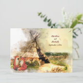 Tribale Tipi en Foxes in Love Boho Teepee Wedding Kaart (Staand voorkant)