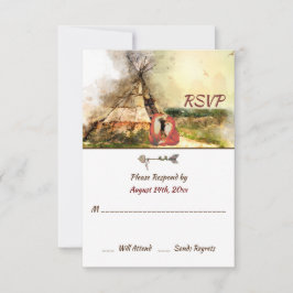 Tribale Tipi en Foxes in Love Boho Teepee Wedding RSVP Kaartje