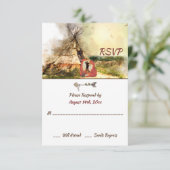 Tribale Tipi en Foxes in Love Boho Teepee Wedding RSVP Kaartje (Staand voorkant)