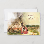 Tribale Tipi en Foxes in Love Boho Teepee Wedding RSVP Kaartje (Achterkant)