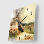 Tribale Tipi ~ Prachtige Waterverf Teepee Vierkante Klok (Hoek)