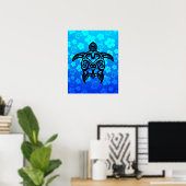 Tribale Turtle Hibiscus Poster (Thuiskantoor)