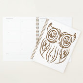 Tribale Uil Lijnkunst Moderne Bruine Abstracte Planner (Display)