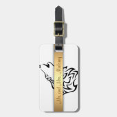 Tribale van zwarte en witte wolven bagagelabel (Voorkant verticaal)