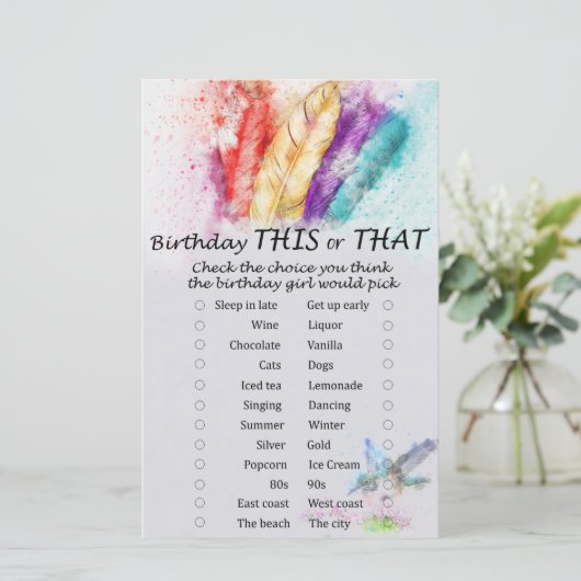 Tribale Veer Birthday dit of dat spel (Staand voorkant)