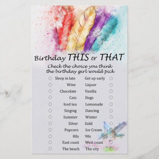 Tribale Veer Birthday dit of dat spel (Voorkant)