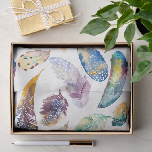 Tribale veren Afbeelding Waterverf Tissuepapier (Geschenk)
