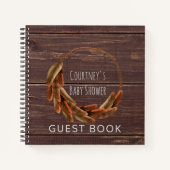 Tribale veren Baby shower Guest Book Rustin Wood Notitieboek (Voorkant)