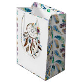 Tribale veren en bloemen droamcatcher medium cadeauzakje (Achterkant Gekanteld)