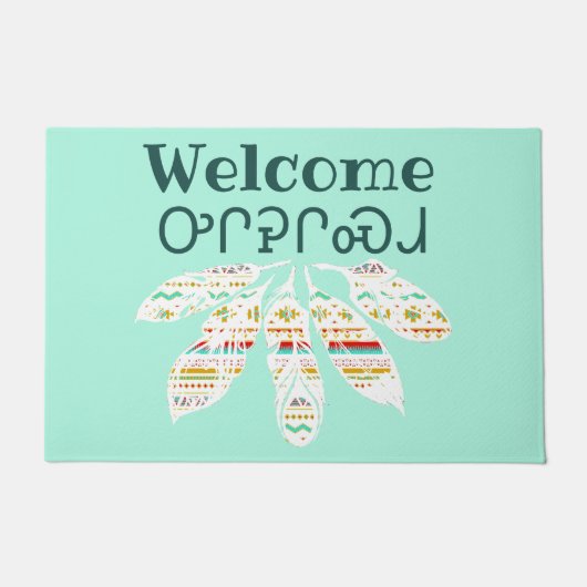 Tribale veren welkom (Cherokee) Deurmat (Voorkant)
