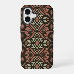 Tribale Vibe – Aardse Geometrische Azteekse Patroo iPhone 16 Hoesje