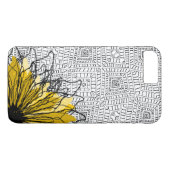 Tribale vierkanten en gele bloem Case-Mate iPhone case (Achterkant (Horizontaal))