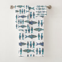 Tribale vis blauw groen modern grafisch ontwerp