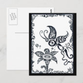 Tribale vlinder in zwart briefkaart (Voorkant / Achterkant)