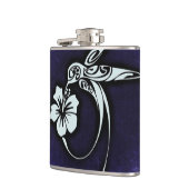Tribale vogelkunst op blauw heupfles (Links)