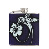 Tribale vogelkunst op blauw heupfles (Voorkant)
