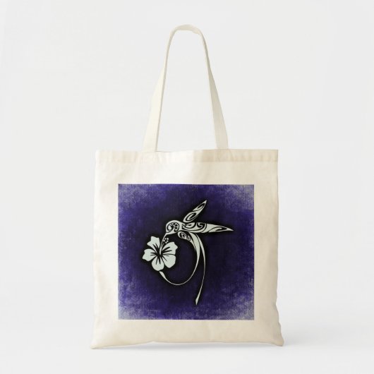 Tribale vogelkunst op blauw tote bag (Voorkant)
