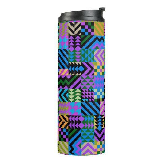 Tribale volks kunst - Blauw Thermosbeker (Gedraaid links)