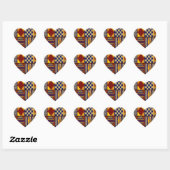 Tribale volks kunst - Roest Navy Geel Hart Sticker (Vel)