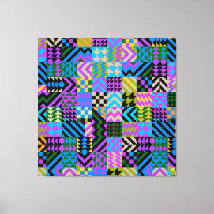 Tribale volkskunst - Blauw Canvas Afdruk