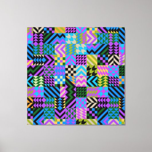 Tribale volkskunst - Blauw Canvas Afdruk (Voorkant)