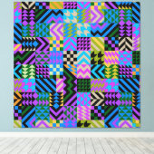 Tribale volkskunst - Blauw Canvas Afdruk (Insitu (Houten vloer))