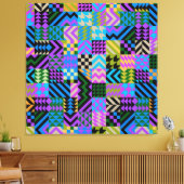 Tribale volkskunst - Blauw Canvas Afdruk (Insitu (Woonkamer))