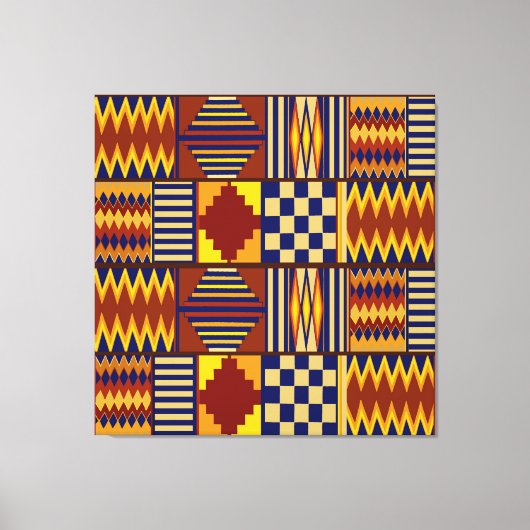 Tribale Volkskunst - Roest Navy Geel Canvas Afdruk (Voorkant)