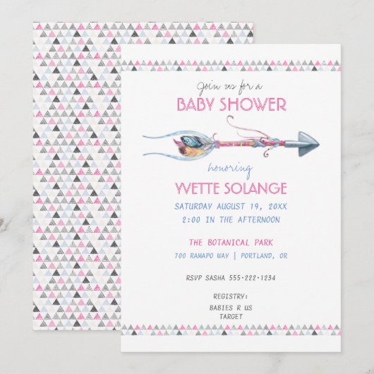 Tribale Waterverf Arrow verdampt elke keer Kaart (Voorkant / Achterkant)