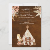 Tribale Waterverf Boho Flower Teepee Baby shower Kaart (Voorkant)