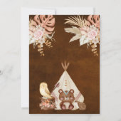 Tribale Waterverf Boho Flower Teepee Baby shower Kaart (Achterkant)