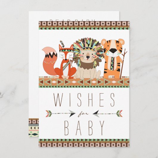 Tribale wensen voor het Baby Fox Lion Tiger Baby s Advieskaart (Voorkant / Achterkant)