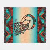 Tribale wolf die naar de maanvlootsbank trekt fleece deken (Voorkant (Horizontaal))