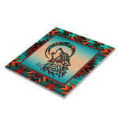 Tribale Wolf die naar de moonkeramische Tegel spri Tegeltje (Zijkant)