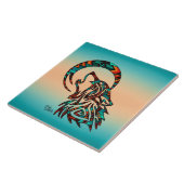 Tribale Wolf die naar de moonkeramische Tegel spri Tegeltje (Zijkant)