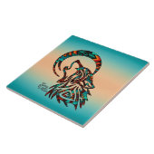 Tribale Wolf die naar de moonkeramische Tegel spri Tegeltje (Zijkant)