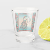 Tribale Wolf die naar het motorschotglas gaat Shot Glas (Achterkant)