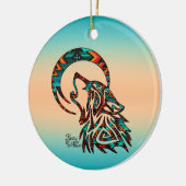 Tribale Wolf die naar het Ornament van de maan-ker (Links)