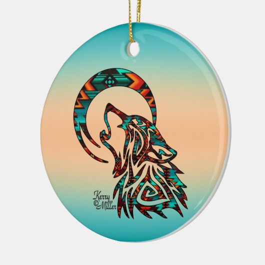 Tribale Wolf die naar het Ornament van de maan-ker (Links)