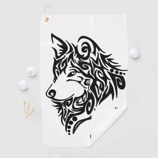 Tribale Wolf Golfhanddoek (Insitu)