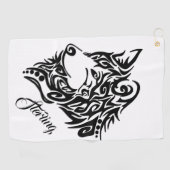 Tribale Wolf Golfhanddoek (Horizontaal)