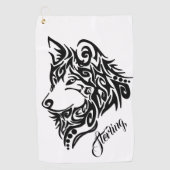 Tribale Wolf Golfhanddoek (Voorkant)