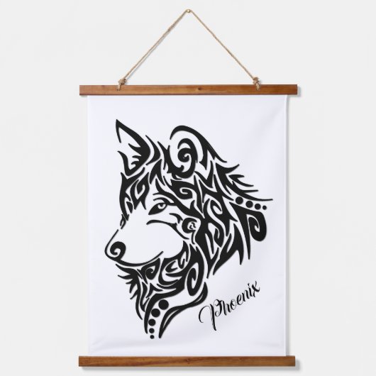 Tribale Wolf Hangend Wandkleed (Voorkant)